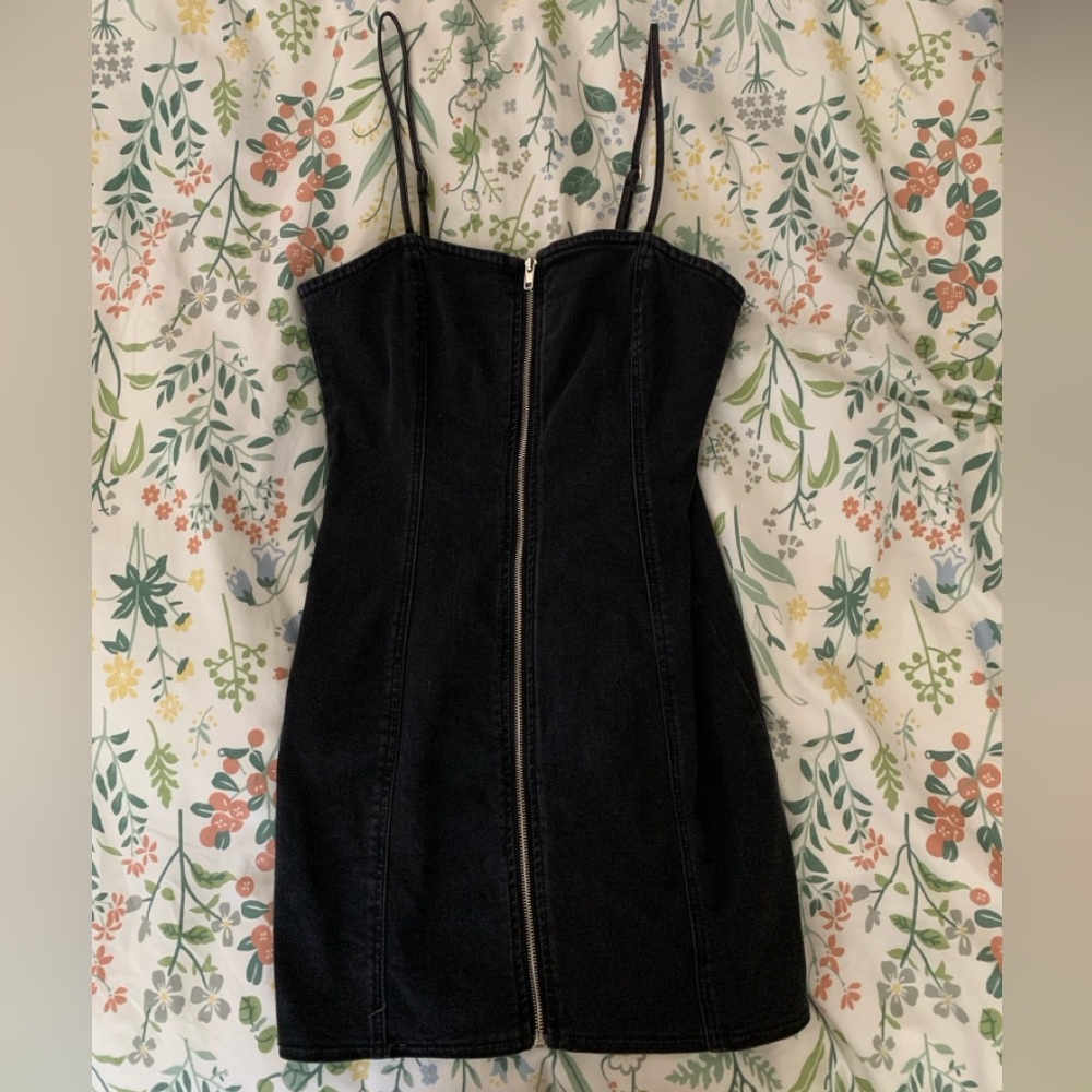 Black Denim zip up Dress